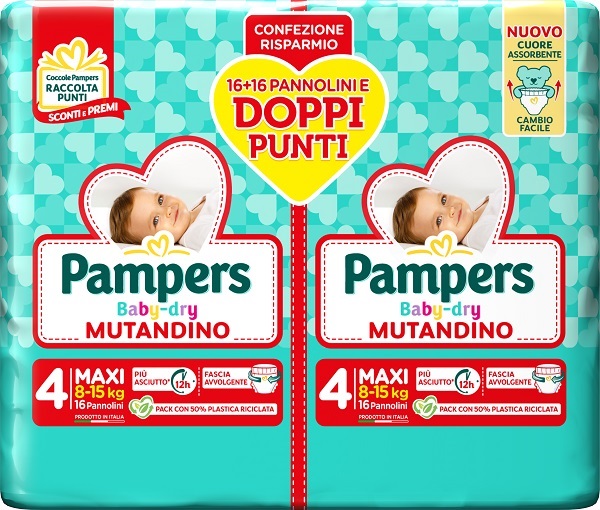 PAMPERS BABY DRY PANNOLINO MUTANDINA MAXI DUO DOWNCOUNT 32 PEZZI - farmascienza.it