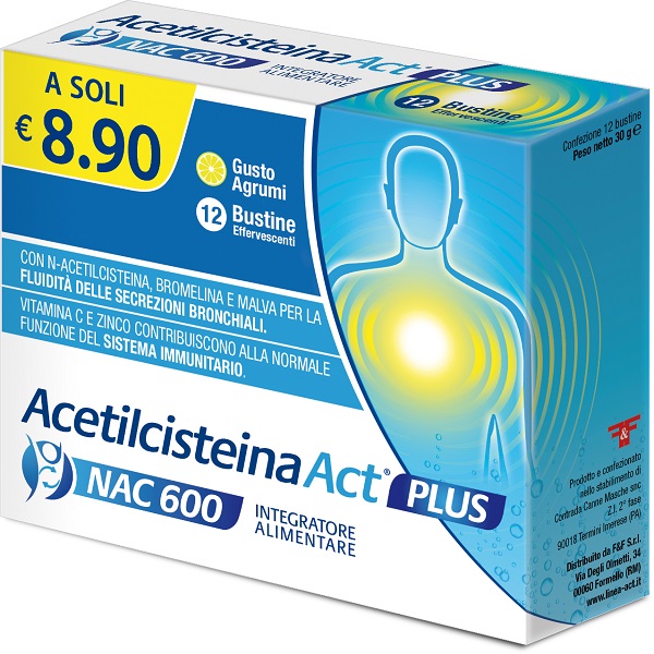 ACETILCISTEINA ACT PLUS NAC 600 12 BUSTINE EFFERVESCENTI AGRUMI - farmascienza.it