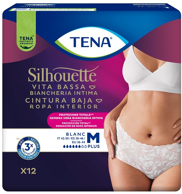 PANNOLONE A MUTANDINA ASSORBENTE TENA SILHOUETTE PLUS WHITE MEDIUM 12 PEZZI - farmascienza.it