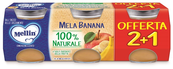 MELLIN OMOGENEIZZATO MELA BANANA 3 PEZZI DA 100 G - farmascienza.it