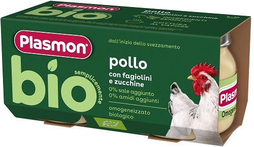 PLASMON BIO OMOGENEIZZATO POLLO CON FAGIOLINI E ZUCCHINE 2 PEZZI - farmascienza.it